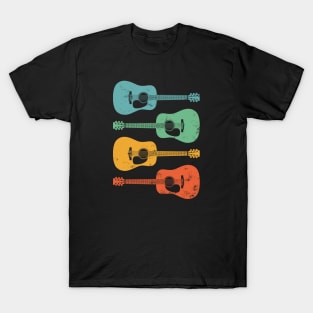 Dreadnought Acoustic Guitar Cool Retro Colors T-Shirt